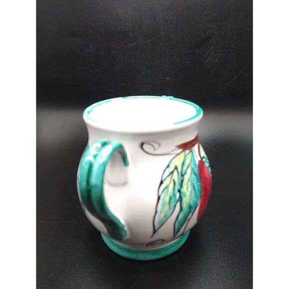 Italian Pottery Two Handle Painted Fruit Pear Small Vase Signed Italy 11/89 - Picture 4 of 9